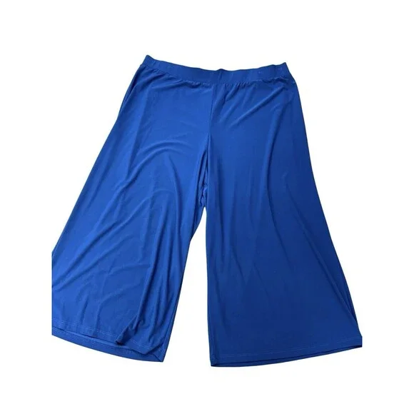 Anthony Originals Women’s Size 1X Blue Hi Rise Wide Leg Capri Pants - Picture 1 of 14